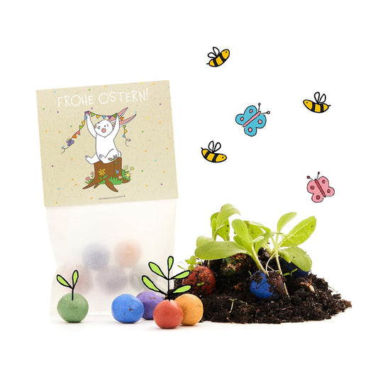 10x5 Blumenmurmeln im Tütchen "Osterhase"