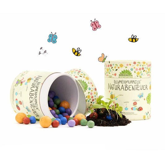 Naturabenteuer – Dose mit 100 Blumenmurmeln