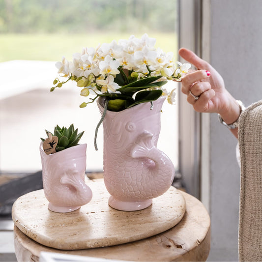 Weiße Orchidee Nazaré – Ø9 cm – Zimmerpflanze im sommerlichen Fischtopf Rosa – Elegante Blüten für Wohnzimmer & Esstisch