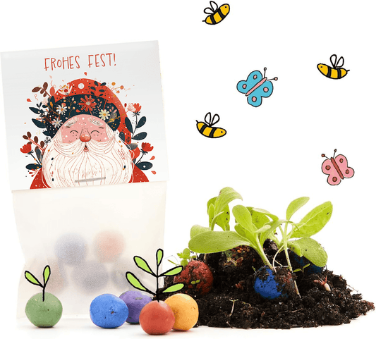 10x5 Blumenmurmeln im Tütchen "Frohes Fest"