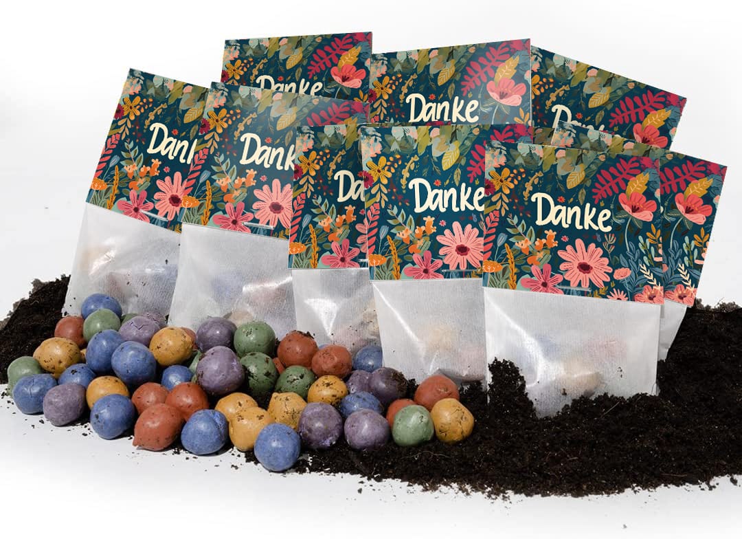 10x5 Blumenmurmeln im Tütchen – Danke