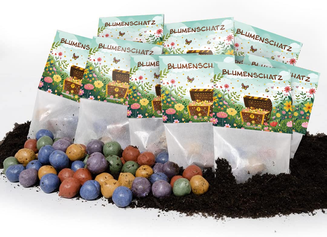 10x5 Blumenmurmeln im Tütchen – Blumenschatz
