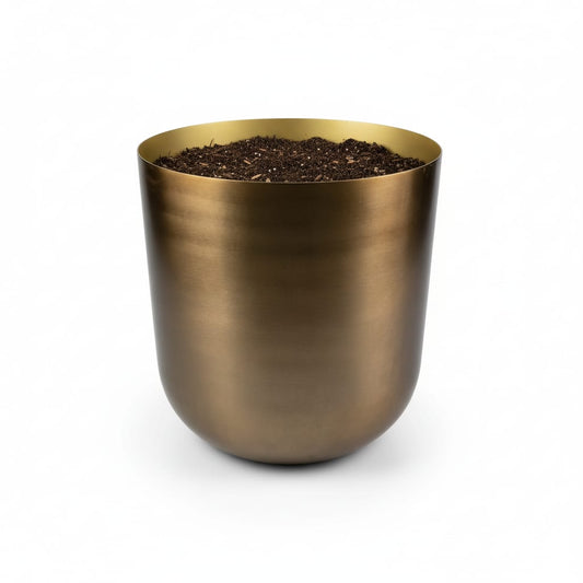 Pflanztopf Mayk Gold – D20cm x H22cm – eleganter Blumentopf mit Bronze-Gold-Optik – dekorativer Übertopf für Zimmerpflanzen Wohnzimmer & Büro