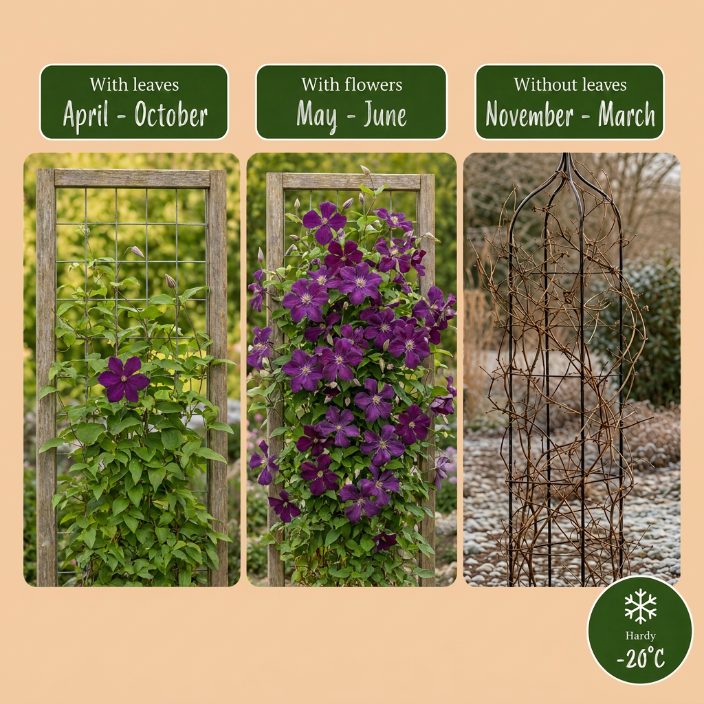 Waldrebe 'Polish Spirit' – Clematis Viticella – Lila – Topf Ø9cm – Ansicht 7