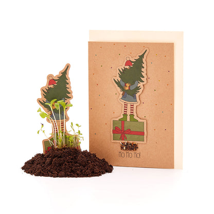 Weihnachtskarte "Mädchen mit Tannenbaum" 