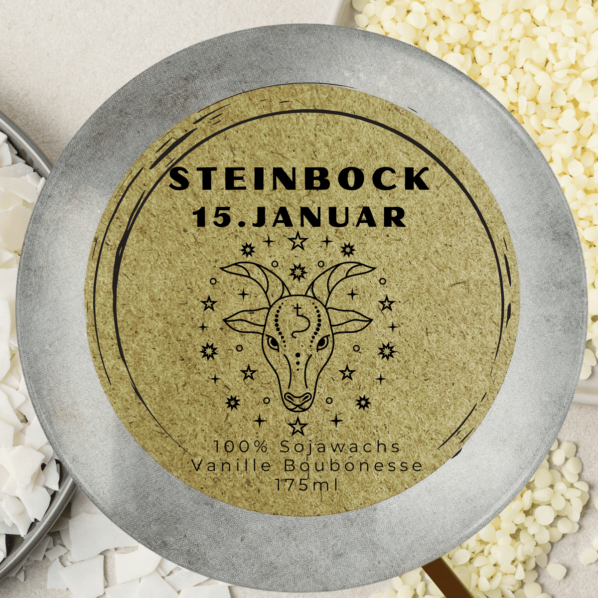 Sternzeichen Steinbock Duftkerze - Handgemachte Sojawachs-Kerze - Personalisiertes Astrologie-Geschenk 
