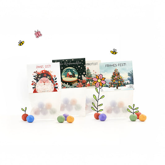 12x5 Kleine Weihnachtsgeschenke - Blumenmurmeln im Tütchen 