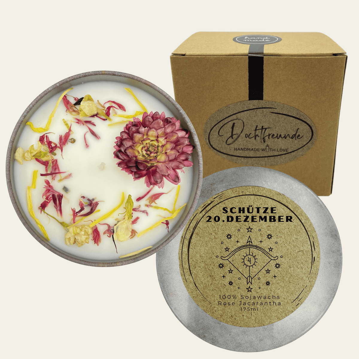 Sternzeichen Schütze Duftkerze - Handgemachte Sojawachs-Kerze - Personalisiertes Astrologie-Geschenk 