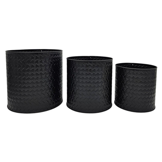 Blumentopf Übertopf Pflanzenkübel Topf Kübel 3er Set schwarz rund Metall Matt 