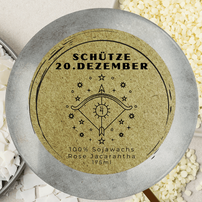 Sternzeichen Schütze Duftkerze - Handgemachte Sojawachs-Kerze - Personalisiertes Astrologie-Geschenk 