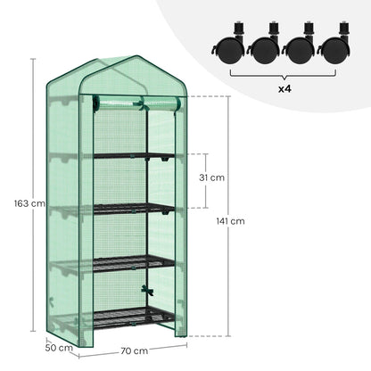WOLTU Garden Greenhouse Plants Flowers House with Wheels Roll-Up Door 3 Shelves Winter Protection Outdoor 