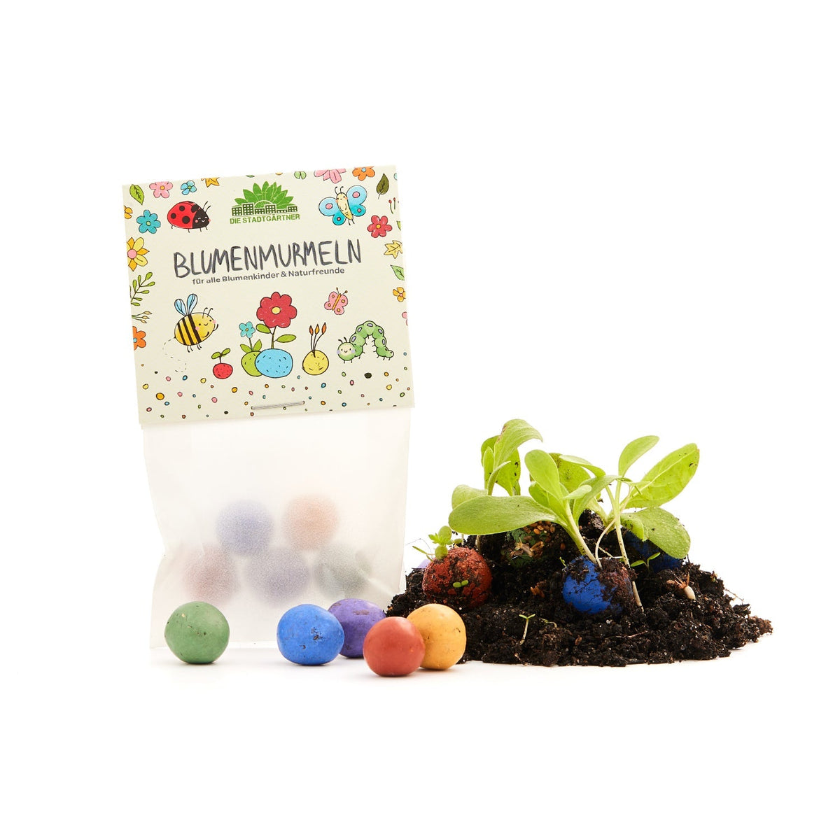 10x5 Blumenmurmeln im Tütchen 