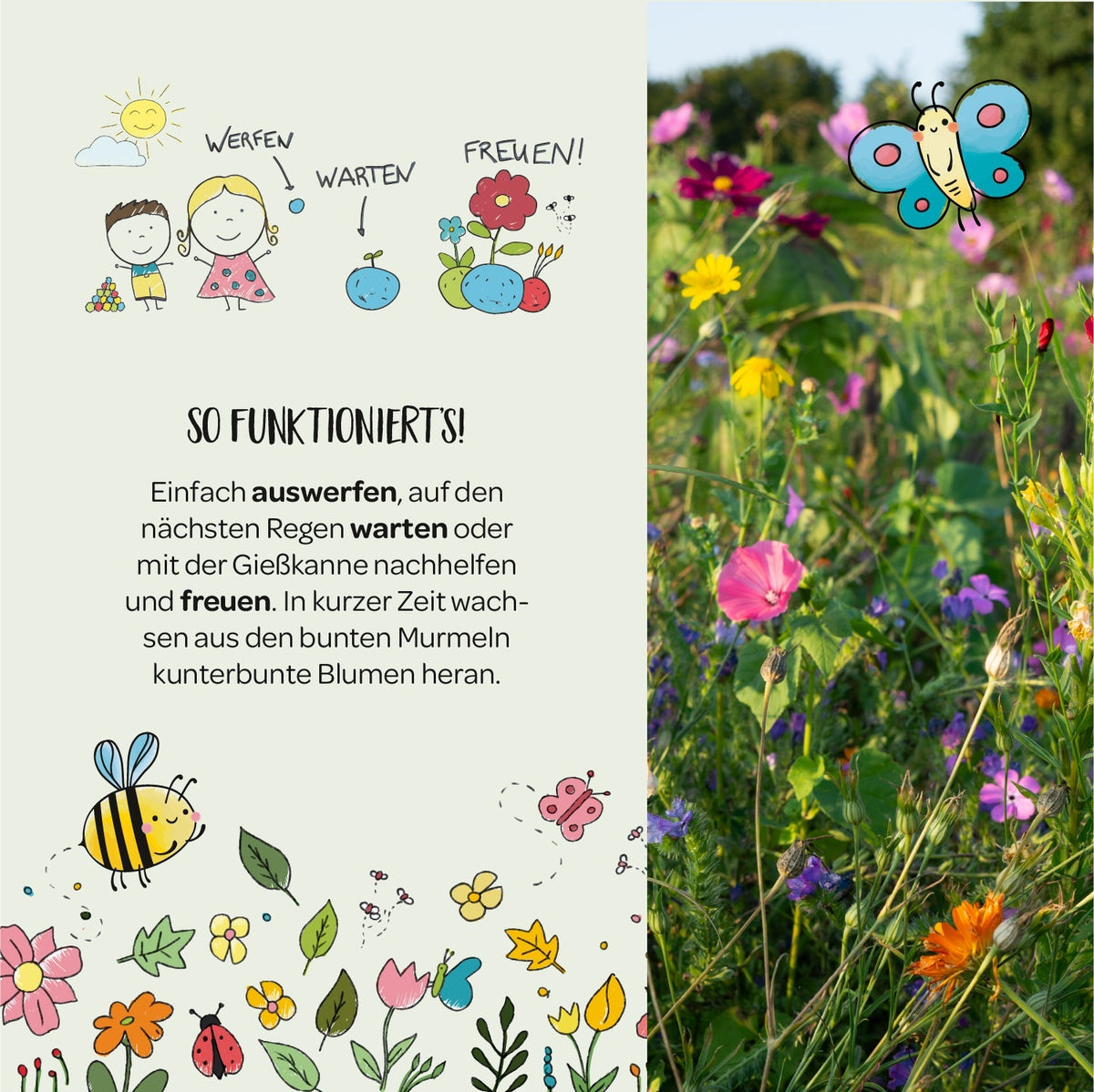 10x5 Blumenmurmeln im Tütchen – Powerblumen 