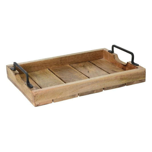 Tablett Dekotablett Holz Mango braun Deko Tischdeko Kerzentablett Holztablett Klein: 38 x 25,5 cm 