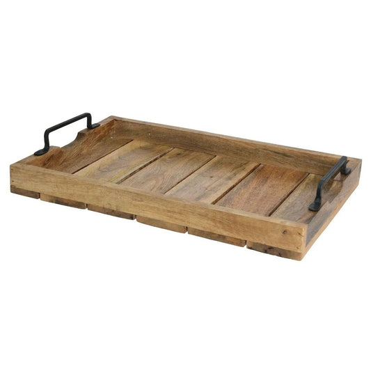 Tablett Dekotablett Holz Mango braun Deko Tischdeko Kerzentablett Holztablett Mittel: 46 x 31 cm 