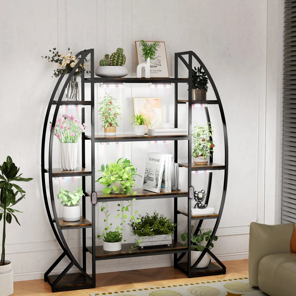 70 Inch Tall Indoor Plant Rack Flower Stand with Plant Grow Lights Storage Stand 
