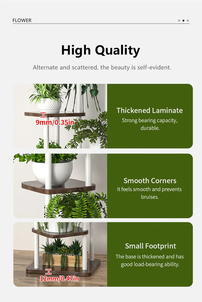 Pflanzenregal Metall schwarz mit 6/7/8 Ebenen – Blumenständer Eisen Pflanzständer für drinnen & draußen – Pflanzenhalter Regal für Garten, Balkon & Wohnzimmer 