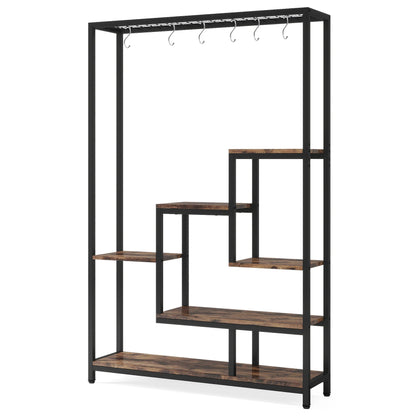 Tribesigns 5 Tiers Tall Indoor Plant Stand 70.9 inches Large Metal Plant Shelf with 10 PC S Hanging Hooks for Garden 