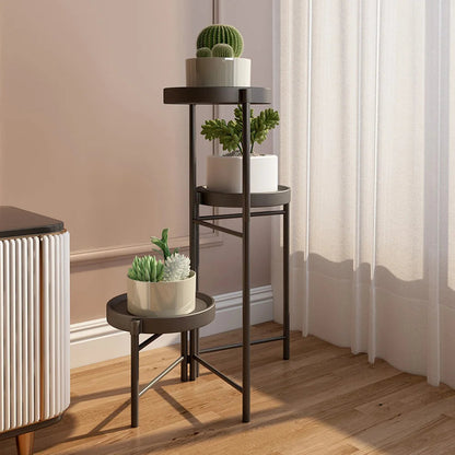 Foldable Corner Plant Stand Indoor Outdoor Tiered Plant Shelf Foldable Flower Holder Display Rack for Garden Patio Balcony 