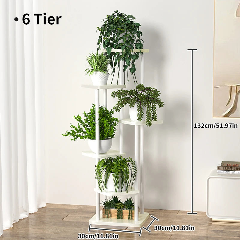 Pflanzenregal Metall schwarz mit 6/7/8 Ebenen – Blumenständer Eisen Pflanzständer für drinnen & draußen – Pflanzenhalter Regal für Garten, Balkon & Wohnzimmer 