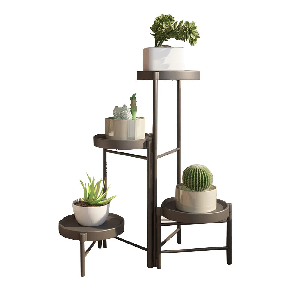 Foldable Corner Plant Stand Indoor Outdoor Tiered Plant Shelf Foldable Flower Holder Display Rack for Garden Patio Balcony 