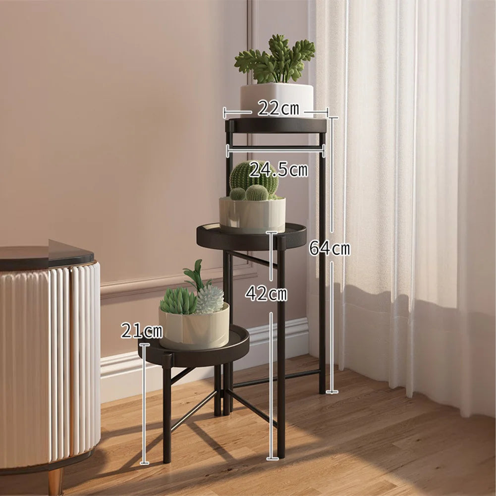 Foldable Corner Plant Stand Indoor Outdoor Tiered Plant Shelf Foldable Flower Holder Display Rack for Garden Patio Balcony 