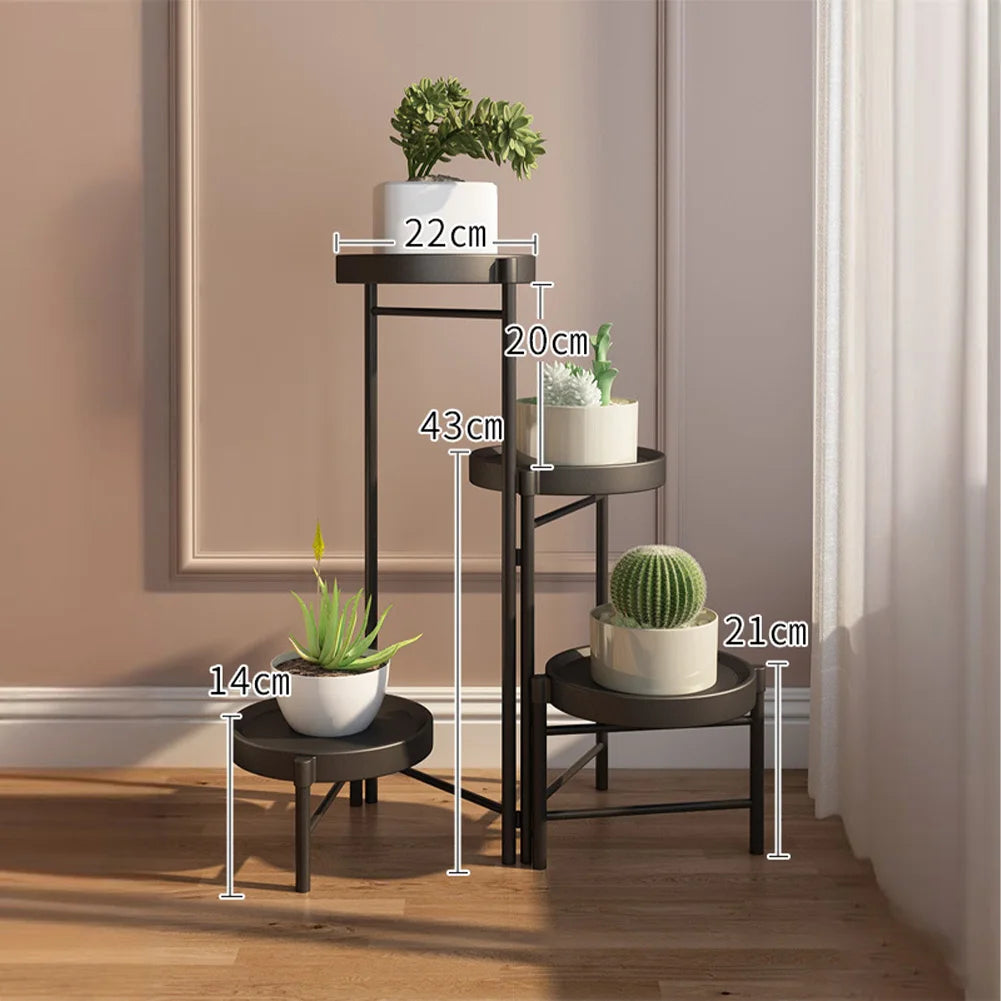 Foldable Corner Plant Stand Indoor Outdoor Tiered Plant Shelf Foldable Flower Holder Display Rack for Garden Patio Balcony 