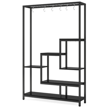 Tribesigns 5 Tiers Tall Indoor Plant Stand 70.9 inches Large Metal Plant Shelf with 10 PC S Hanging Hooks for Garden 