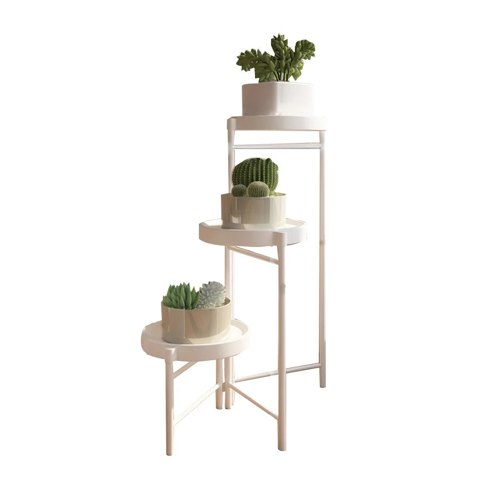 Foldable Corner Plant Stand Indoor Outdoor Tiered Plant Shelf Foldable Flower Holder Display Rack for Garden Patio Balcony 