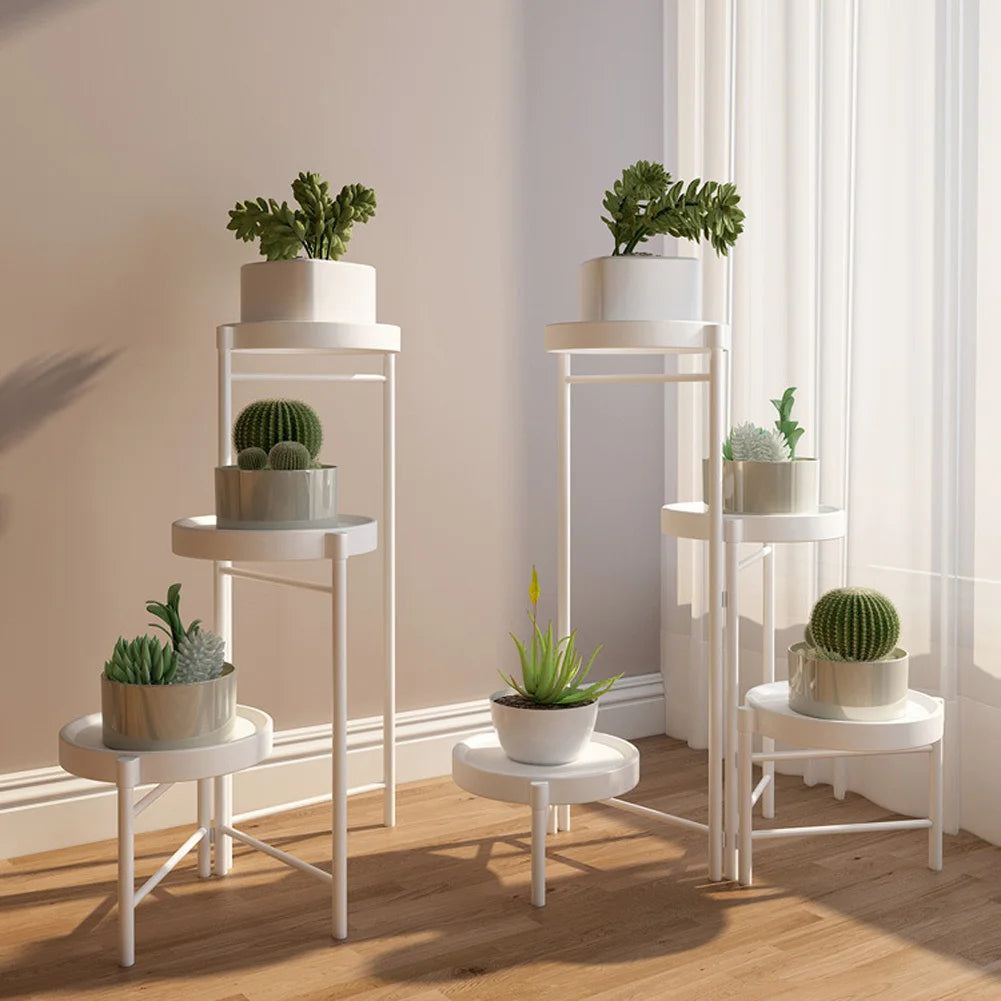 Foldable Corner Plant Stand Indoor Outdoor Tiered Plant Shelf Foldable Flower Holder Display Rack for Garden Patio Balcony 