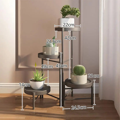 Foldable Corner Plant Stand Indoor Outdoor Tiered Plant Shelf Foldable Flower Holder Display Rack for Garden Patio Balcony 