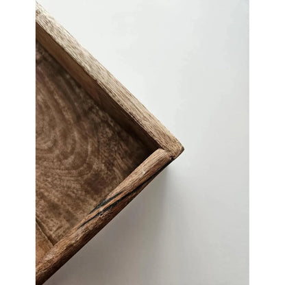 Serviertablett Dekotablett Mangoholz braun Natur Massiv Griff Schale eckig Holz 