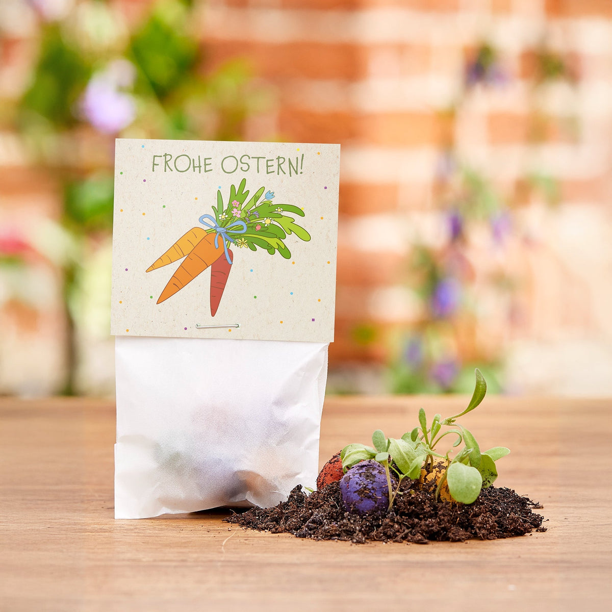 10x5 Blumenmurmeln im Tütchen "Möhren" 