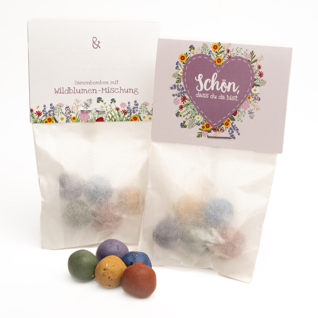 10x5 Blumenmurmeln im Tütchen – Gastgeschenk 