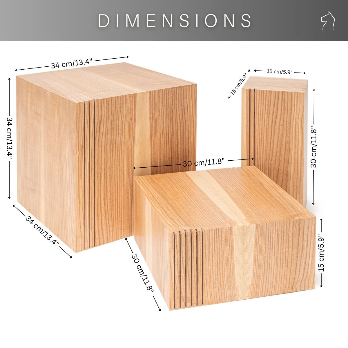 Floor Planter Podium Wooden Cubes (Set of 3) 