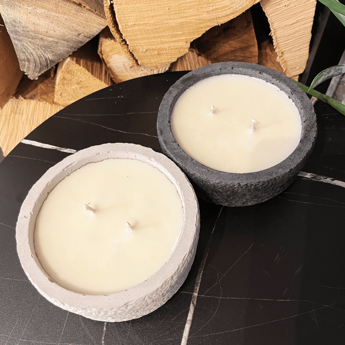 Handgemachtes Betonkerzen-Set "Black and White natural" - Stilvolle Sojawachskerze für Ihr Zuhause. Aromatherapie Kerze -aus dem Südschwarzwald 