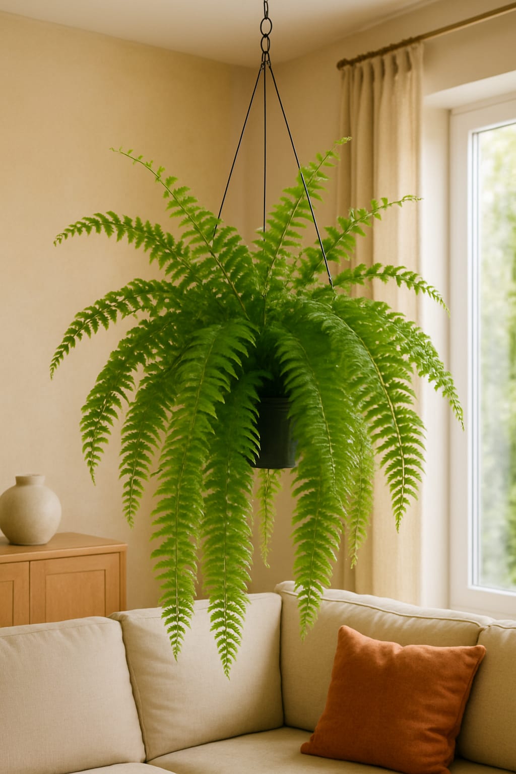 Schwertfarn Nephrolepis 'Macho' – XXL Zimmerpflanze – 100cm hoch – Ø20cm – Luftreinigend & Pflegeleicht – Für Wohnzimmer & Büro 