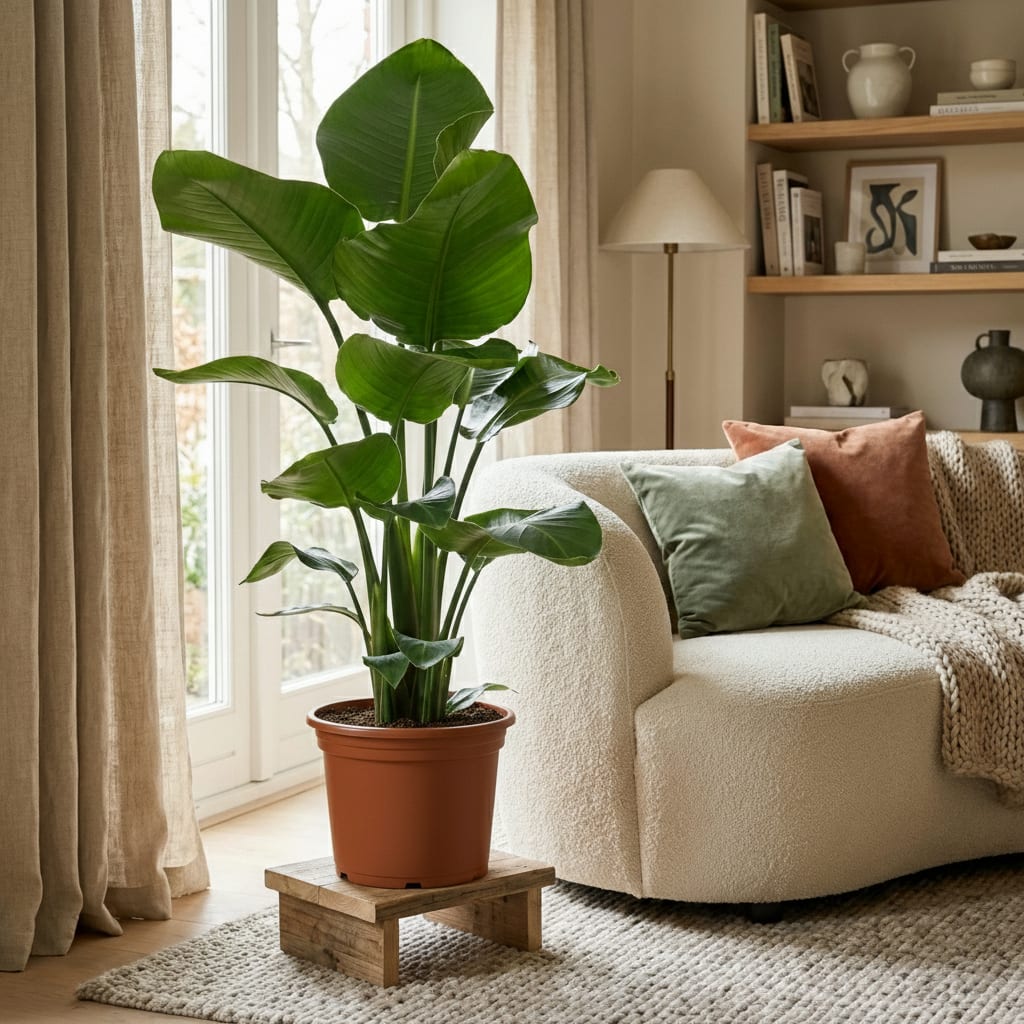 Green boutiQ - Plante d'intérieur - Oiseau de paradis - Strelitzia Nicolai - Vert - Entretien facile - 1 Plante - Pot 19cm - Hauteur 80 - 90cm 