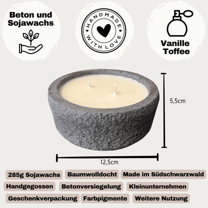 Handgemachtes Betonkerzen-Set "Black and White natural" - Stilvolle Sojawachskerze für Ihr Zuhause. Aromatherapie Kerze -aus dem Südschwarzwald 