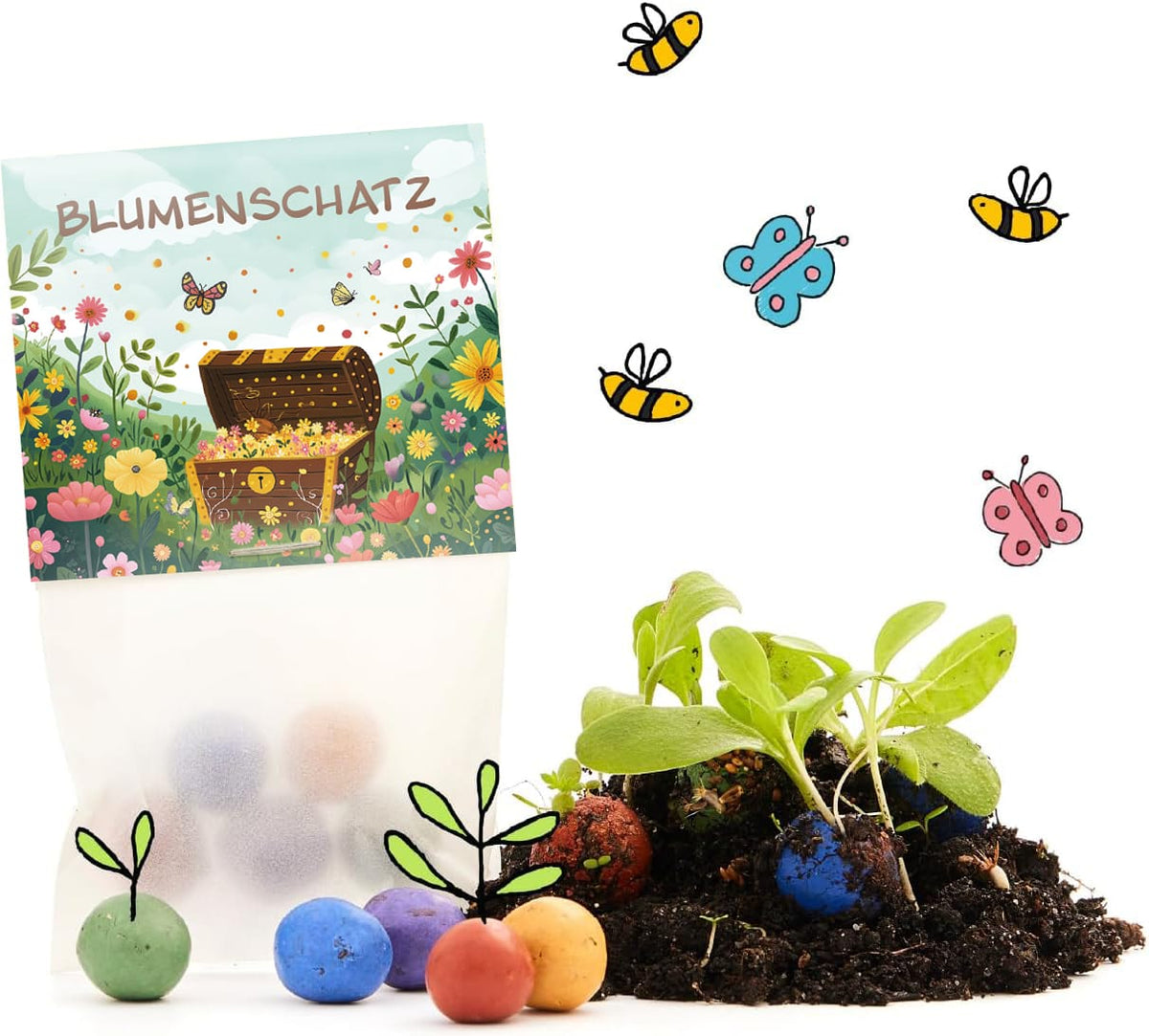 10x5 Blumenmurmeln im Tütchen – Blumenschatz 