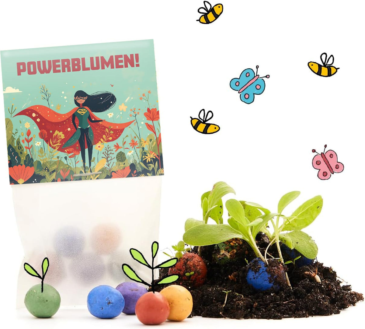 10x5 Blumenmurmeln im Tütchen – Powerblumen 