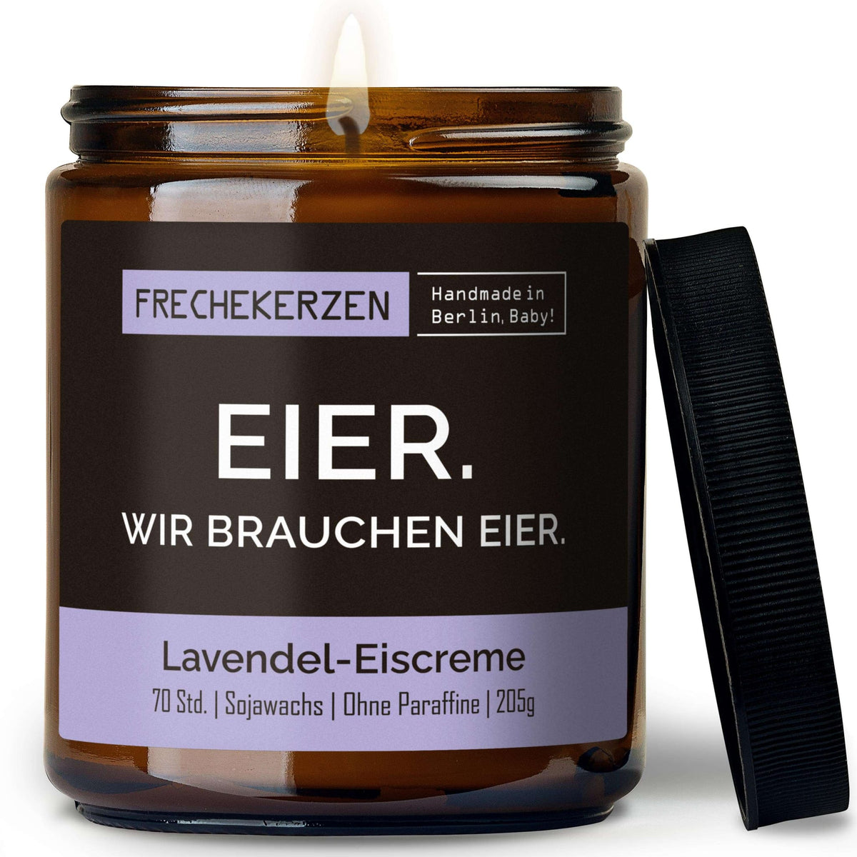 Freche Duftkerze mit Spruch „eier. wir brauchen eier.“ – Lustige Kerze im Glas – Humorvolle Oster Geschenkidee & moderne Deko