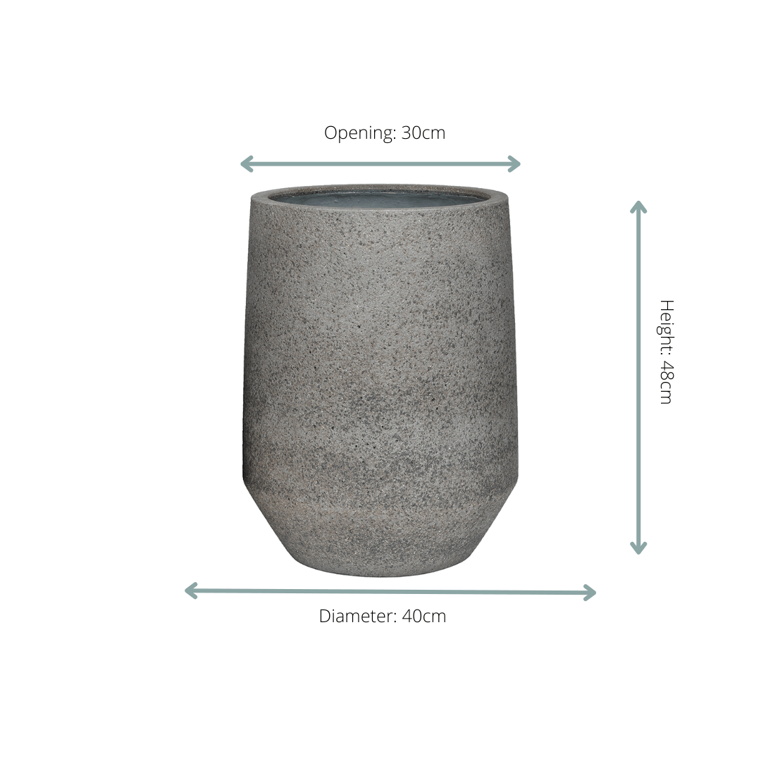 Pflanztopf Harith High S – Dioriet Grey – D40xH48 – Hoher Blumentopf in Steinoptik – Moderner Pflanzkübel für Innen & geschützte Außenbereiche – Robust & dekorativ 
