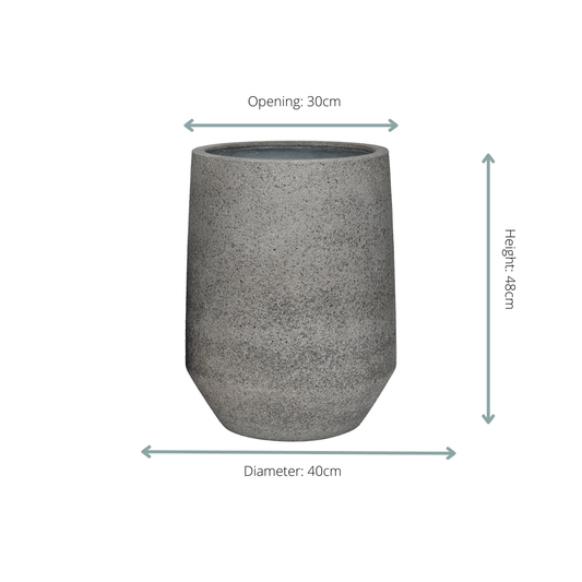 Pflanztopf Harith High S – Dioriet Grey – D40xH48 – Hoher Blumentopf in Steinoptik – Moderner Pflanzkübel für Innen & geschützte Außenbereiche – Robust & dekorativ 