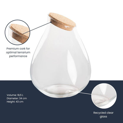 Terrarium fles met kurk - Drop XXL - Ø 34 cm ↑ 43 cm 