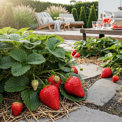 Erdbeere Fragaria Maxim winterhart Ø9cm Höhe30cm – Rote Erdbeere für Beet Balkon & Topf – Ansicht 11