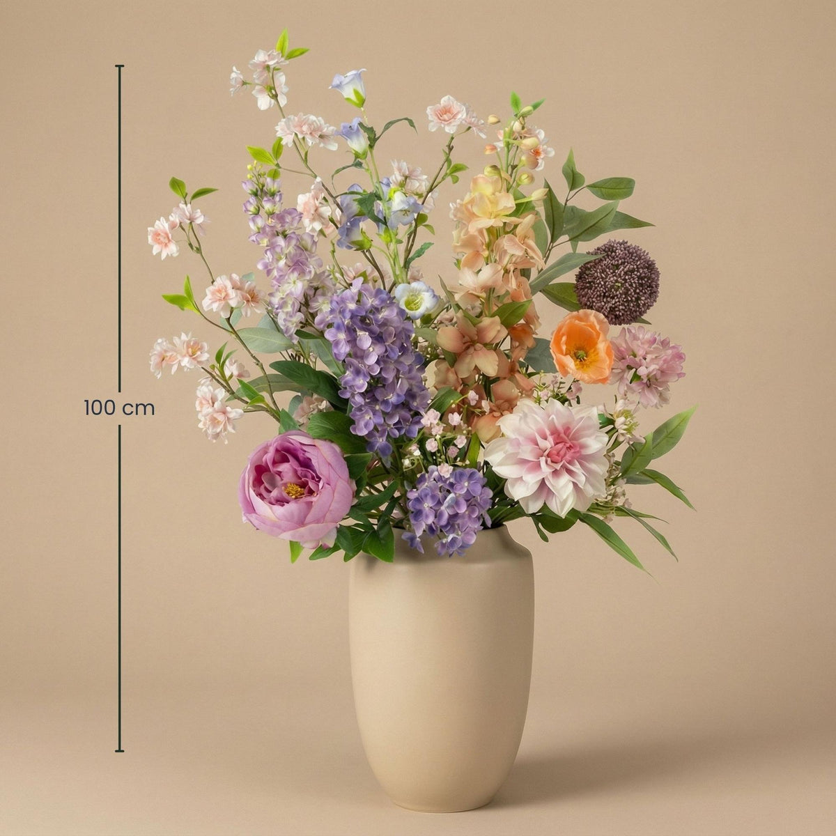 Kunstbloemen Boeket - Pastel Meadow Deluxe - Real Touch - 15 Stelen - ↑ 100 cm 