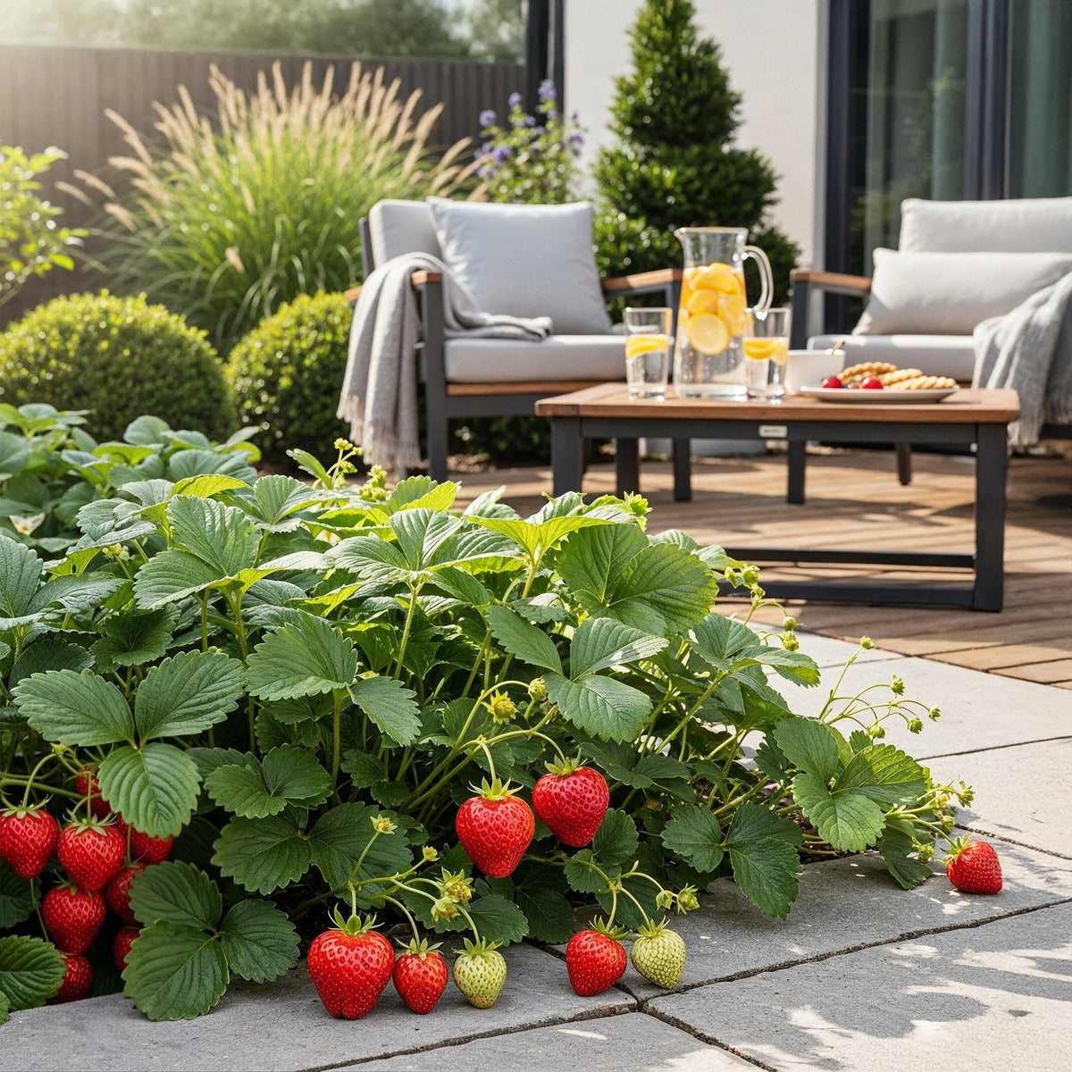 Erdbeere Fragaria Elsanta winterhart Höhe 30cm Ø9cm – Rote Erdbeere für Beet Balkon & Topf – Ansicht 11