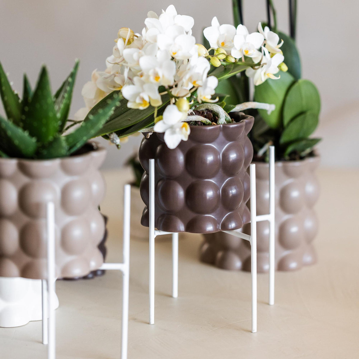 Kolibri Home | Pflanzenständer - Weißer Metall-Pflanzenständer Ø12cm 