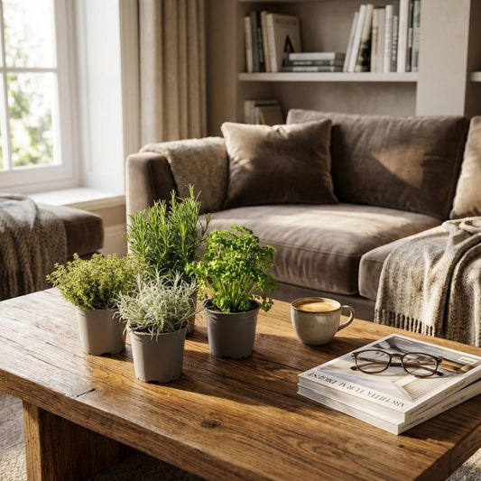 Kräutermischung – 4 Pflanzen – Ø12cm – Höhe 12–15cm – Basilikum Oregano Thymian Rosmarin Mix – Frische Küchenkräuter für Balkon Terrasse & Innenbereich 